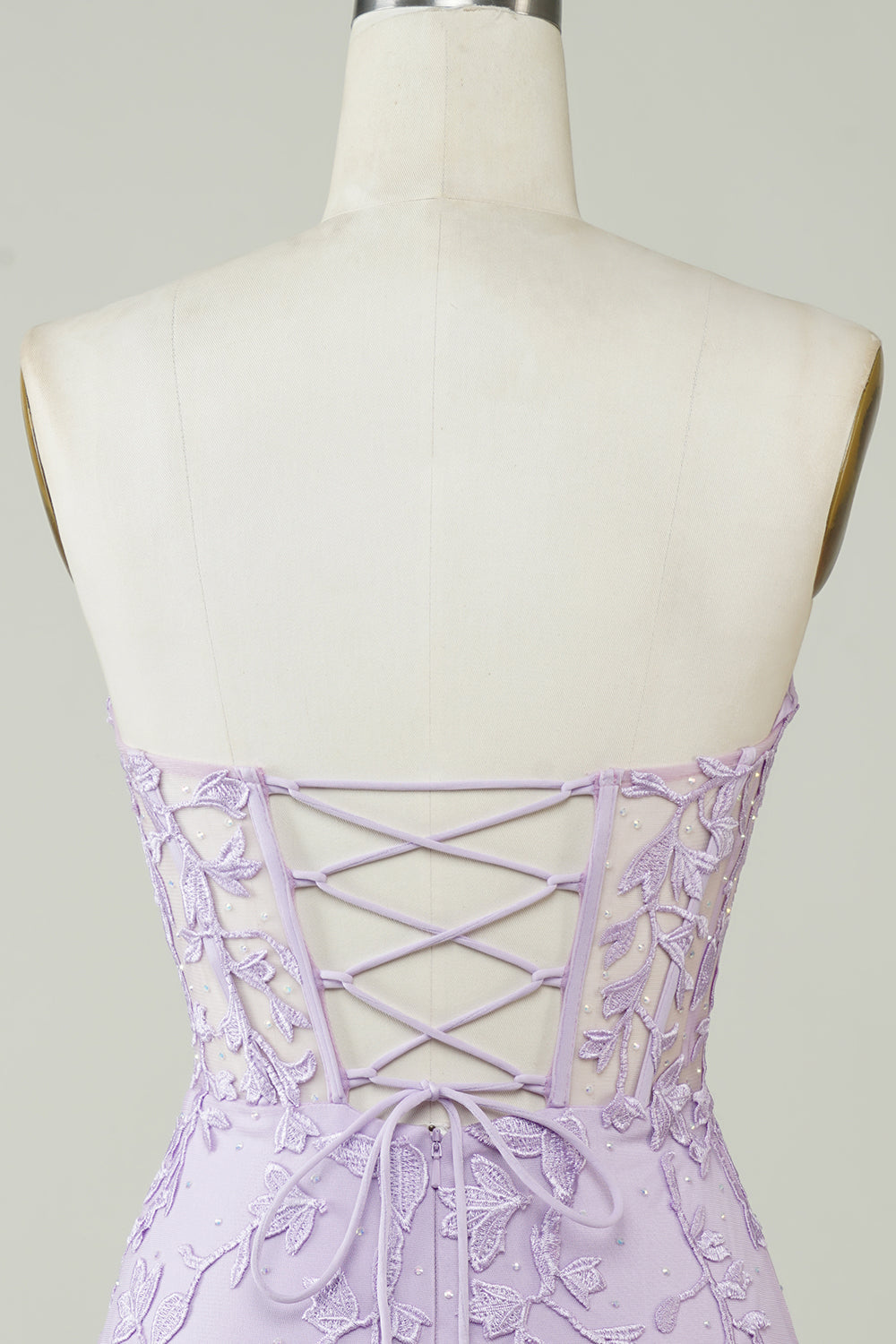 Lavender Strapless Tight Homecoming Dress with Appliques