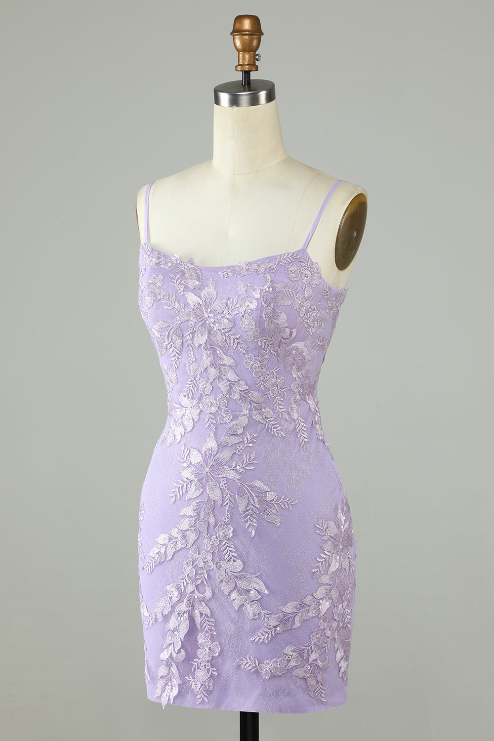 Lilac Mini Tight Homecoming Dress with Appliques