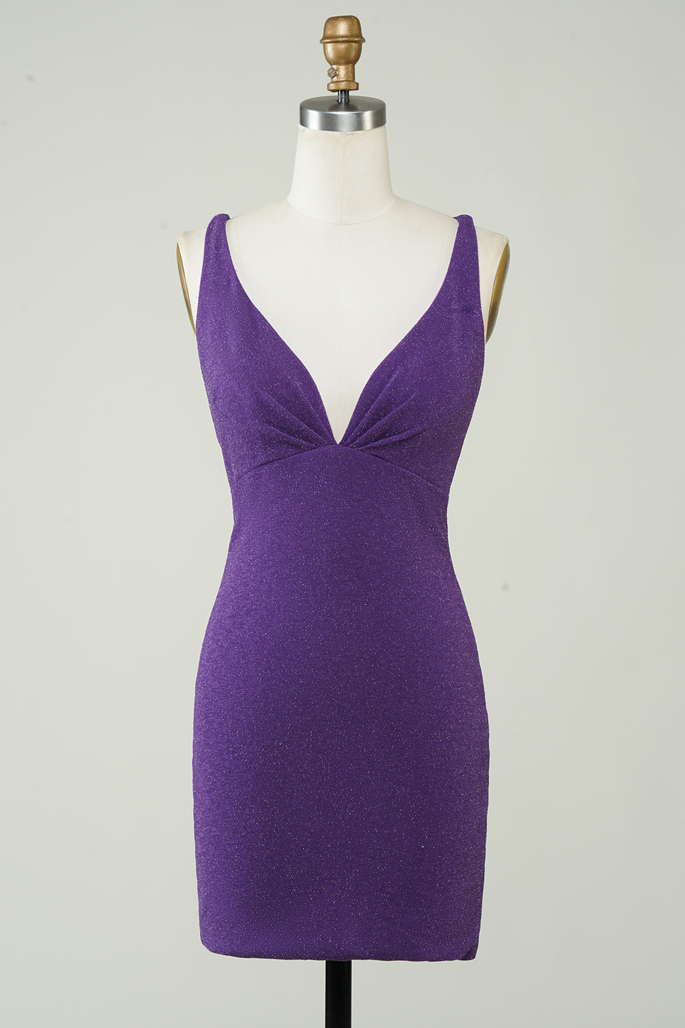 Tight Dark Purple Short Homecoming Dress with Criss Cross Back