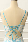 Blue Corset Tight Homecoming Dress with Appliques