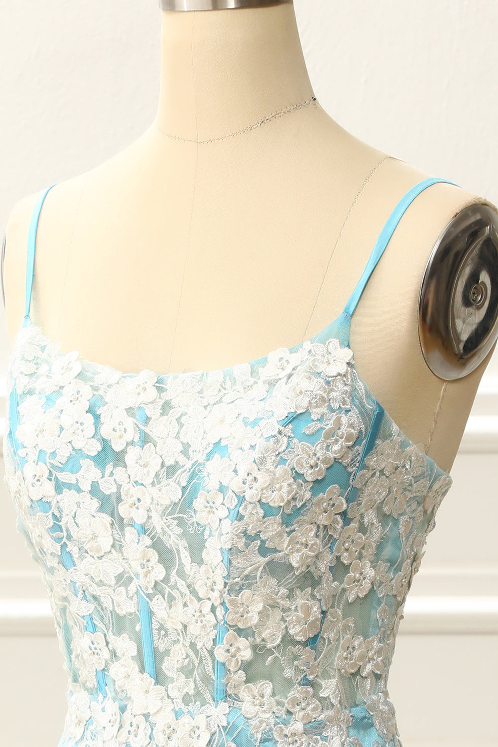 Blue Corset Tight Homecoming Dress with Appliques