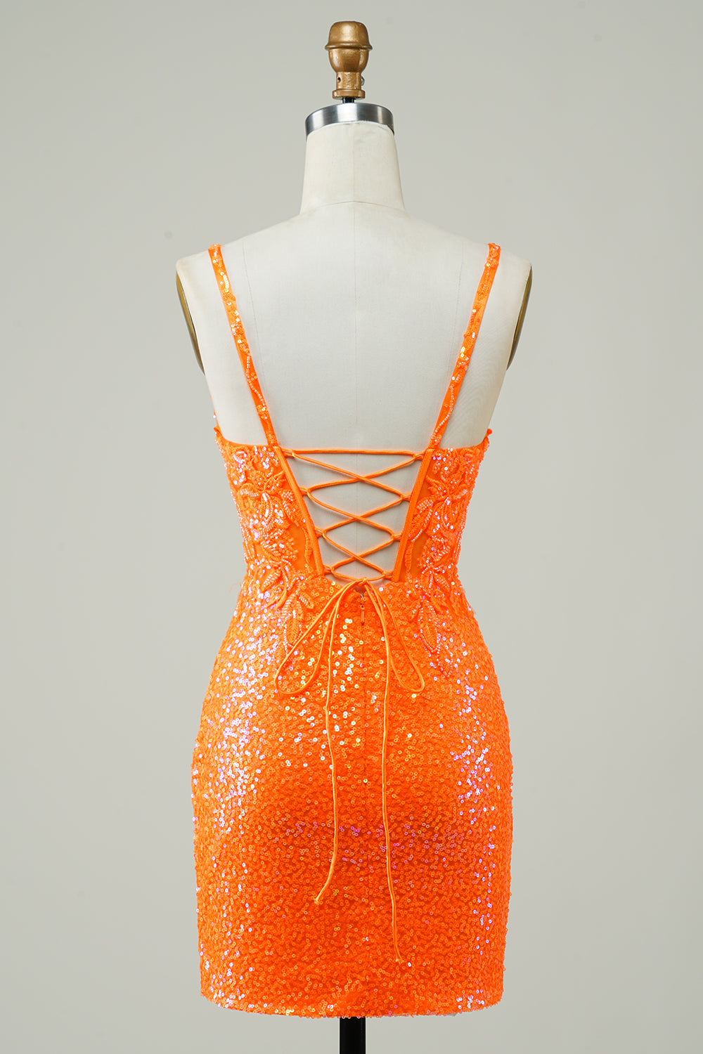 Sparkly Orange Tight Short Homecoming Dress with Beaded