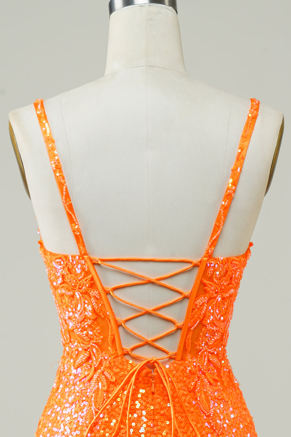 Sparkly Orange Tight Short Homecoming Dress with Beaded