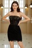 Strapless Black Homecoming Dress with Beading