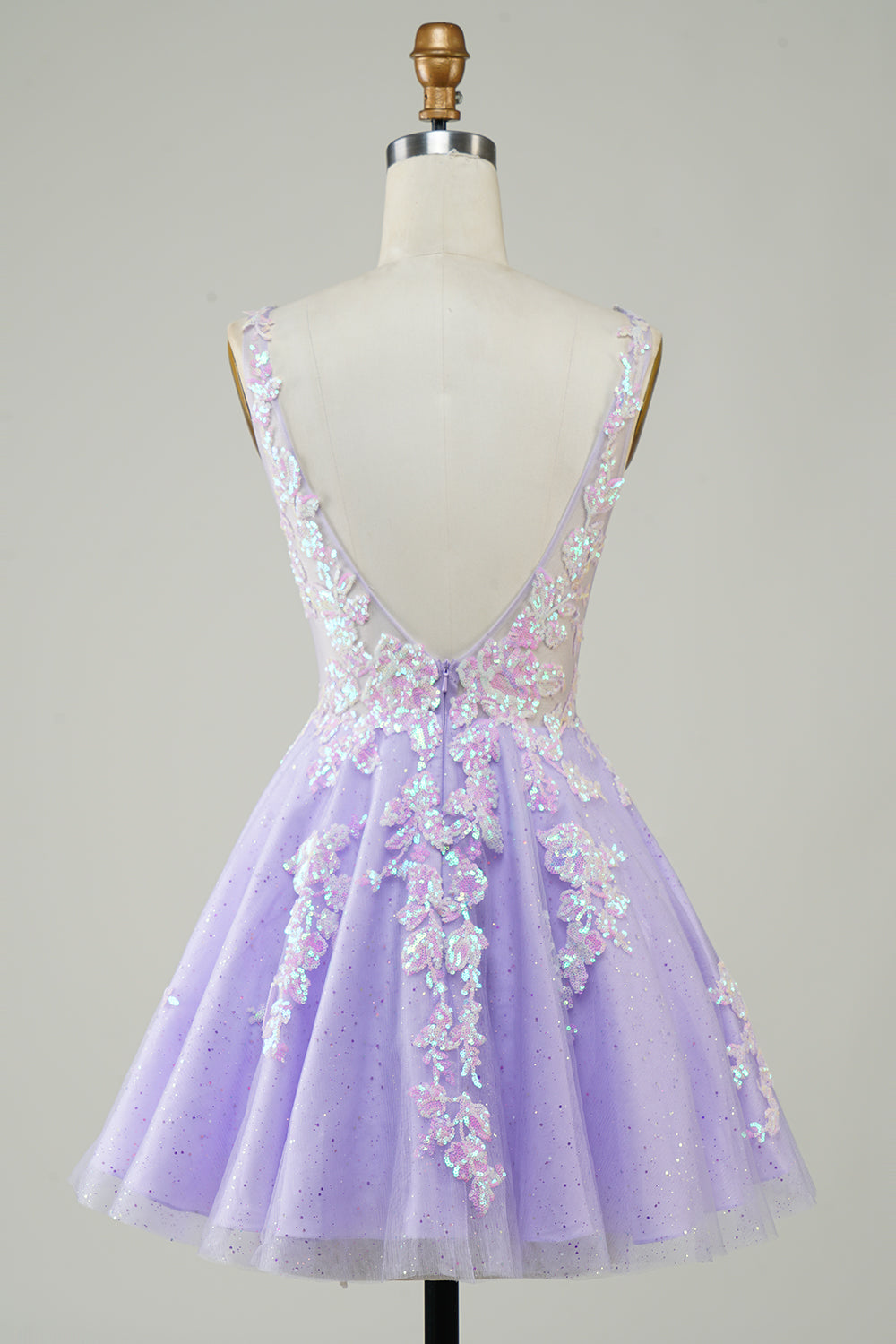 Lilac Cute Sparkly Homecoming Dress with Sequins Appliques