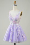 Lilac Cute Sparkly Homecoming Dress with Sequins Appliques