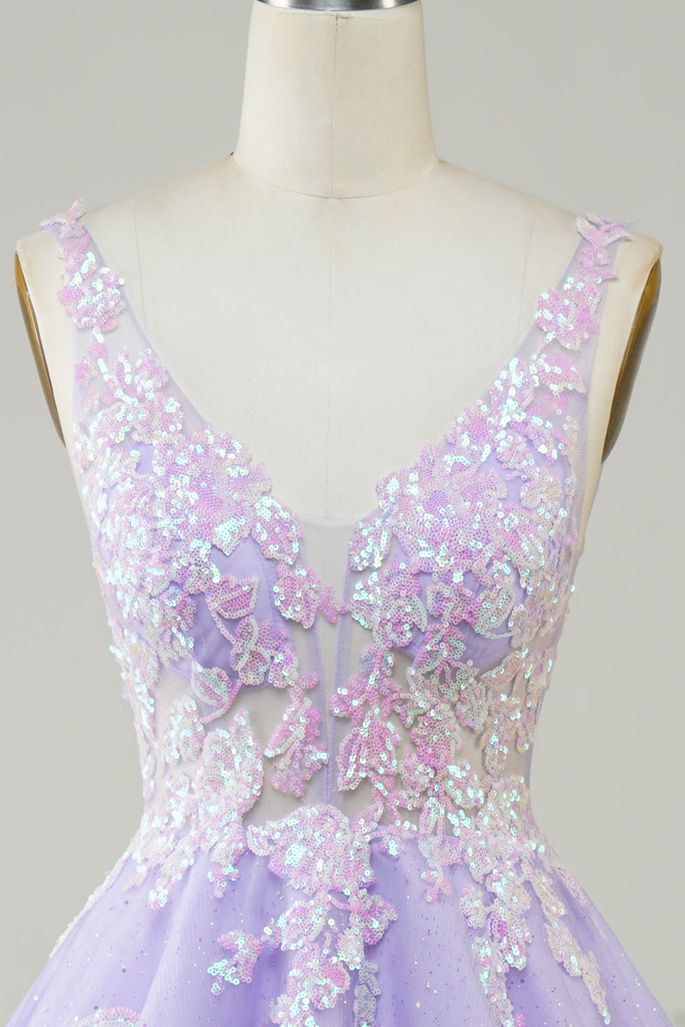 Lilac Cute Sparkly Homecoming Dress with Sequins Appliques