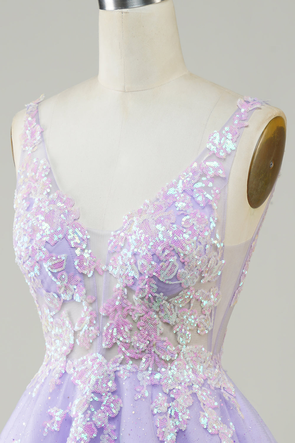 Lilac Cute Sparkly Homecoming Dress with Sequins Appliques