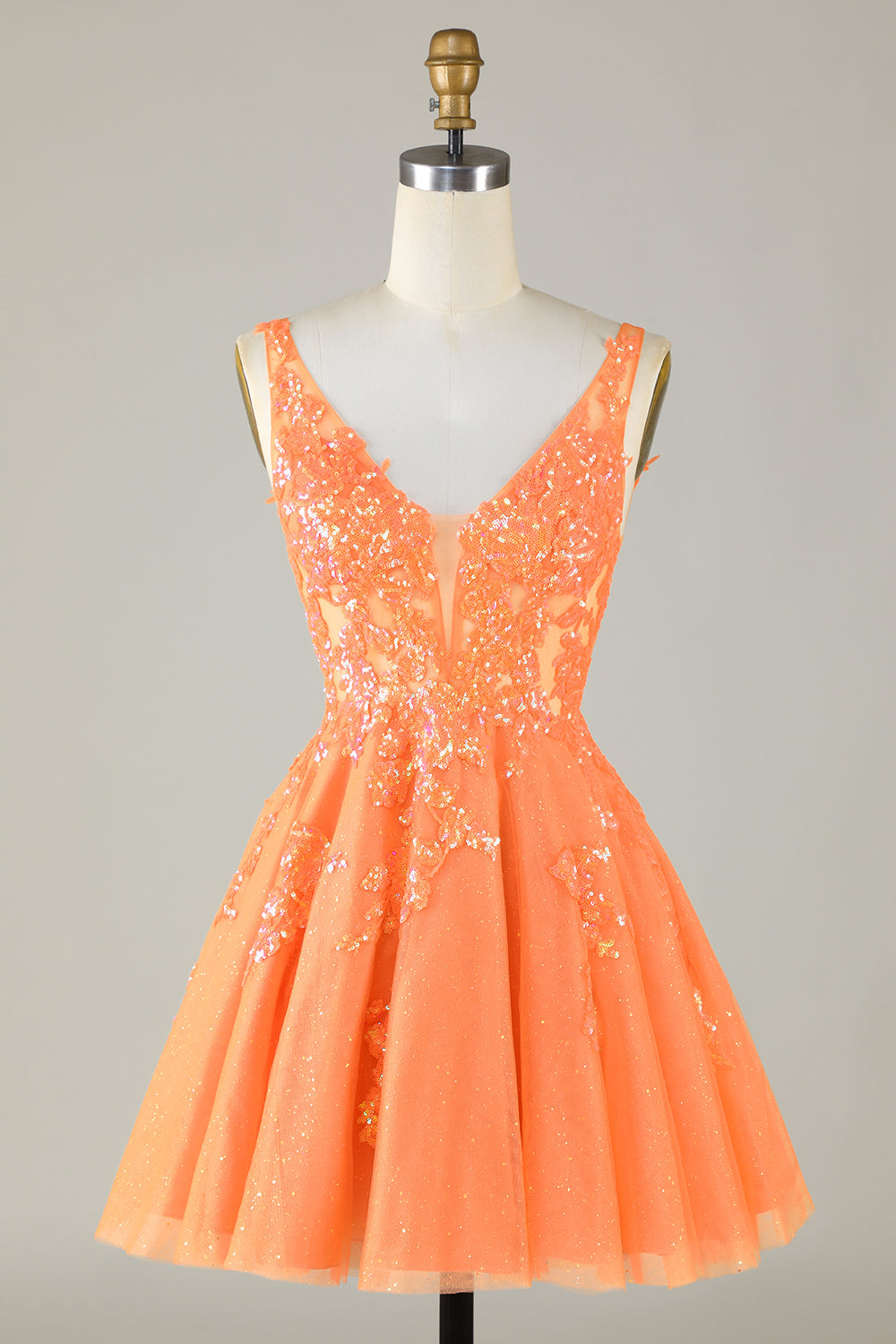 Hot Pink Cute Sparkly Homecoming Dress with Sequins Appliques