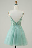 Glitter Green Homecoming Dress with Beaded