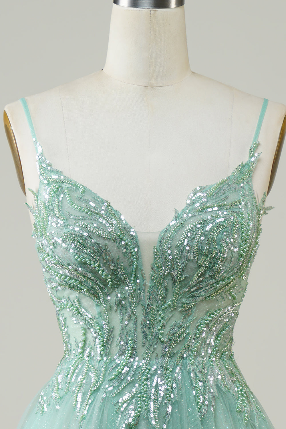 Glitter Green Homecoming Dress with Beaded