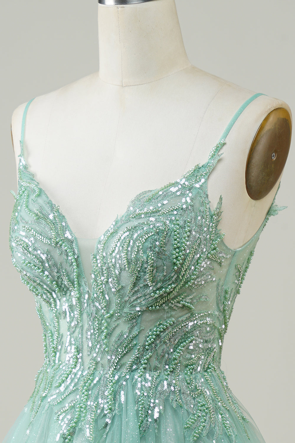 Glitter Green Homecoming Dress with Beaded