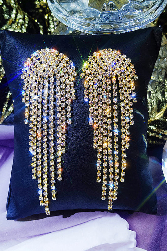 Gold Rhinestone Drop Earrings