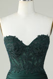 Dark Green Strapless Corset Homecoming Dress with Appliques