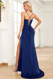 Royal Blue Spaghetti Straps Mermaid Prom Dress