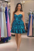 Peacock Blue A Line Strapless Homecoming Dress