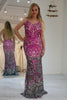 Purple Mermaid Spaghetti Straps Sparkly Sequin Long Prom Dress