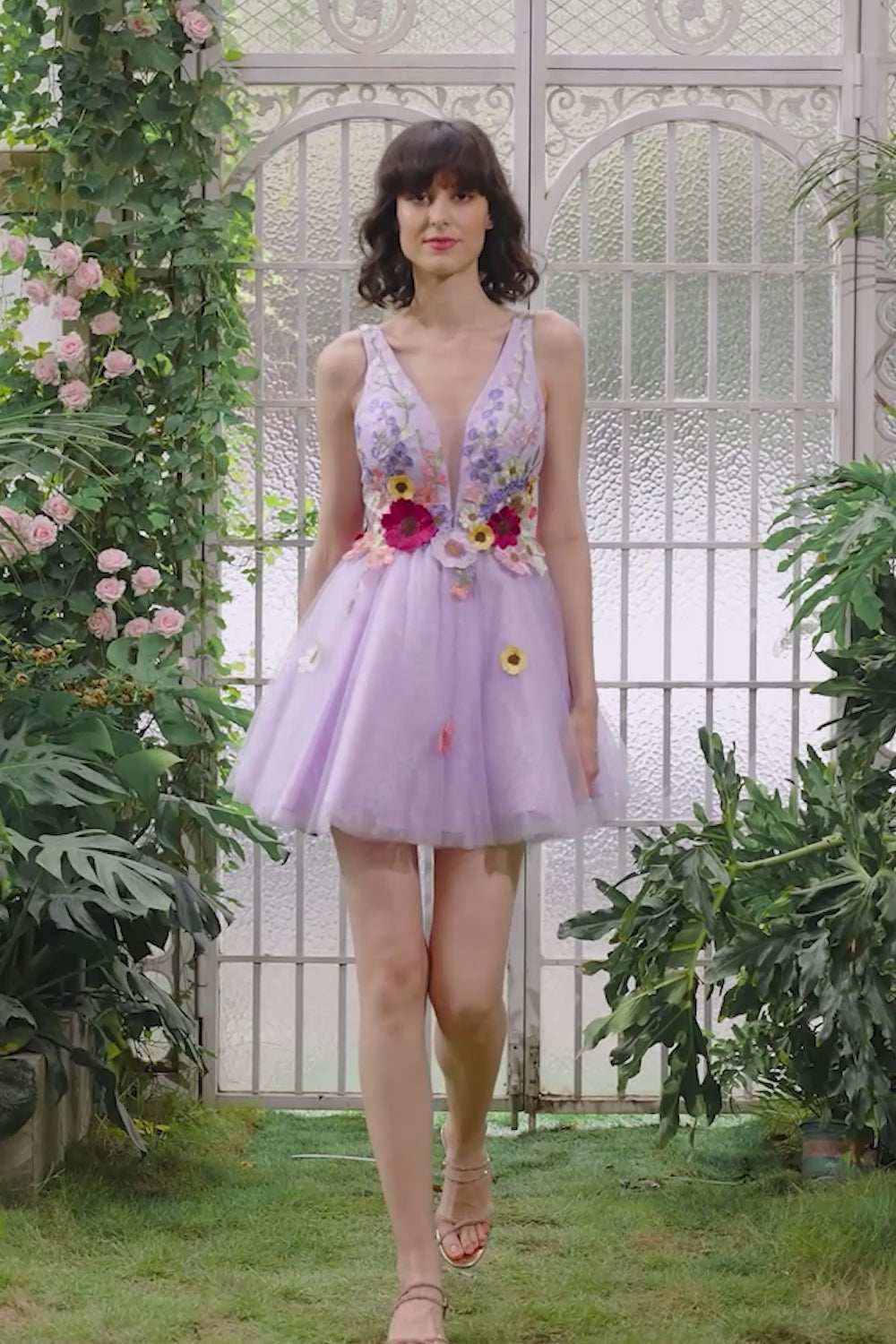 A Line Lavender Cute Homecoming Dress With 3D Floral