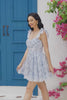 Blue A Line Printed Cute Homecoming Dress with Ruffles