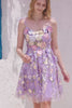 A-Line Corset Purple Homecoming Dress with 3D Flowers