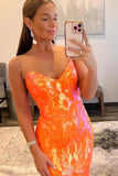 Orange Mermaid Sweetheart Lace-Up Back Long Prom Dress