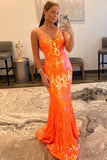 Orange Mermaid Sweetheart Lace-Up Back Long Prom Dress