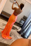 Orange Mermaid Sweetheart Lace-Up Back Long Prom Dress