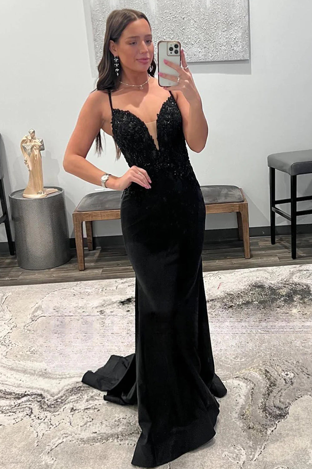 Sparkly Sequins Black Mermaid Long Prom Dress