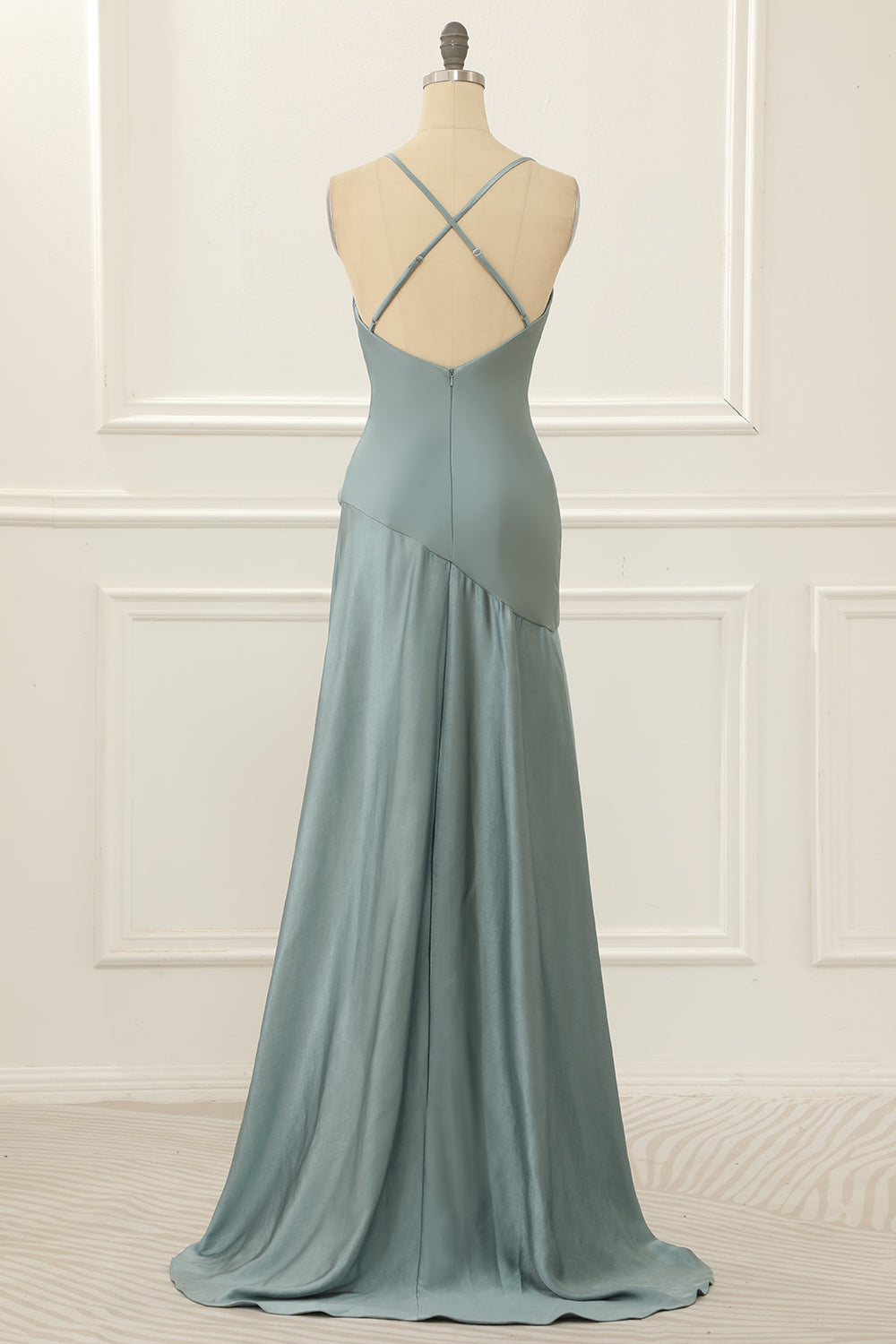 Spaghetti Straps Satin High-Low Prom Dress