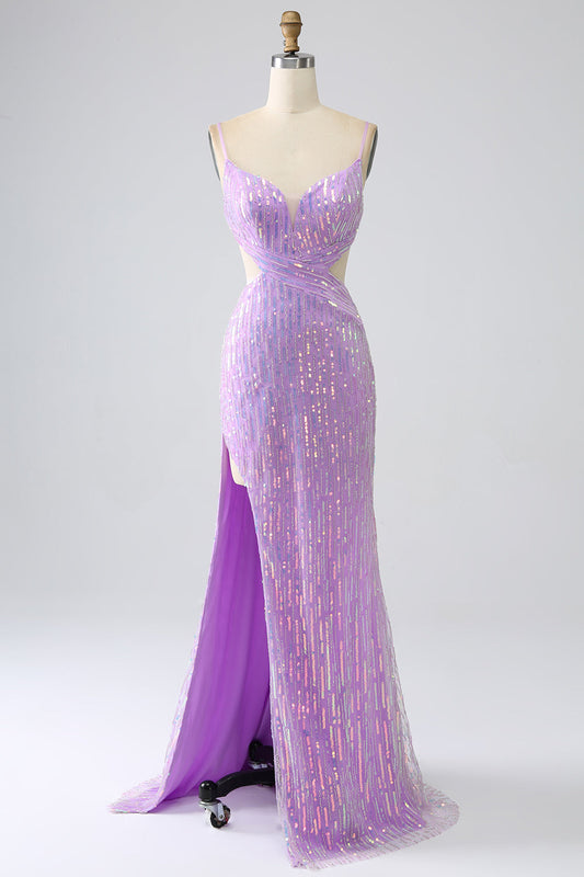 Sparkly Mermaid Sequins Spaghetti Straps Prom Dress