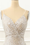 Champagne Mermaid Sequin Prom Dress with Slit