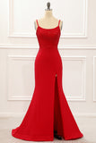 Red Mermaid Long Prom Dress with Beading