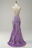 Lavender Sequin Mermaid Prom Dress with Appliques