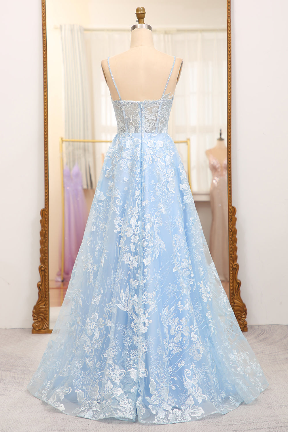 Bow Back Tulle Dress - Skyway Blue