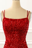 Mermaid Red Sparkly Prom Dress with Fringes