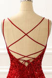 Mermaid Red Sparkly Prom Dress with Fringes