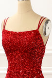 Mermaid Red Sparkly Prom Dress with Fringes