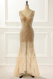 Golden Sparkly Prom Dress With Open Back