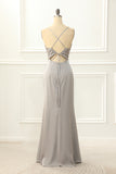 Satin V-neck Sheath Simple Prom Dress