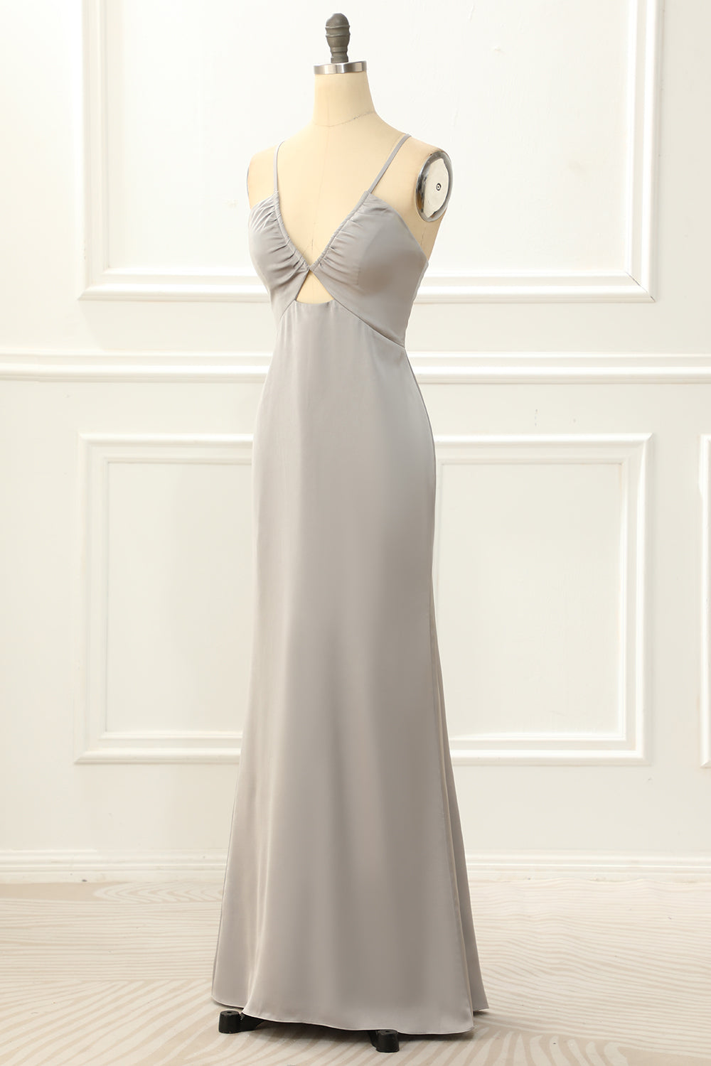 Satin V-neck Sheath Simple Prom Dress