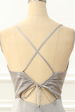 Satin V-neck Sheath Simple Prom Dress