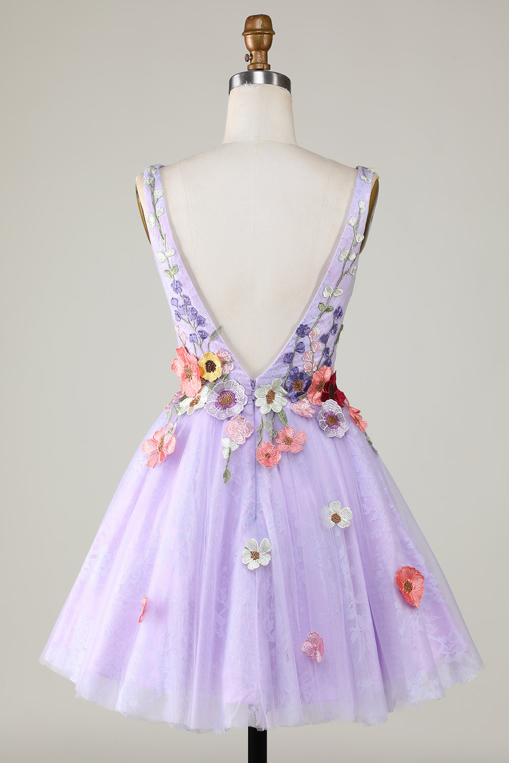 A Line Lavender Cute Homecoming Dress With 3D Floral