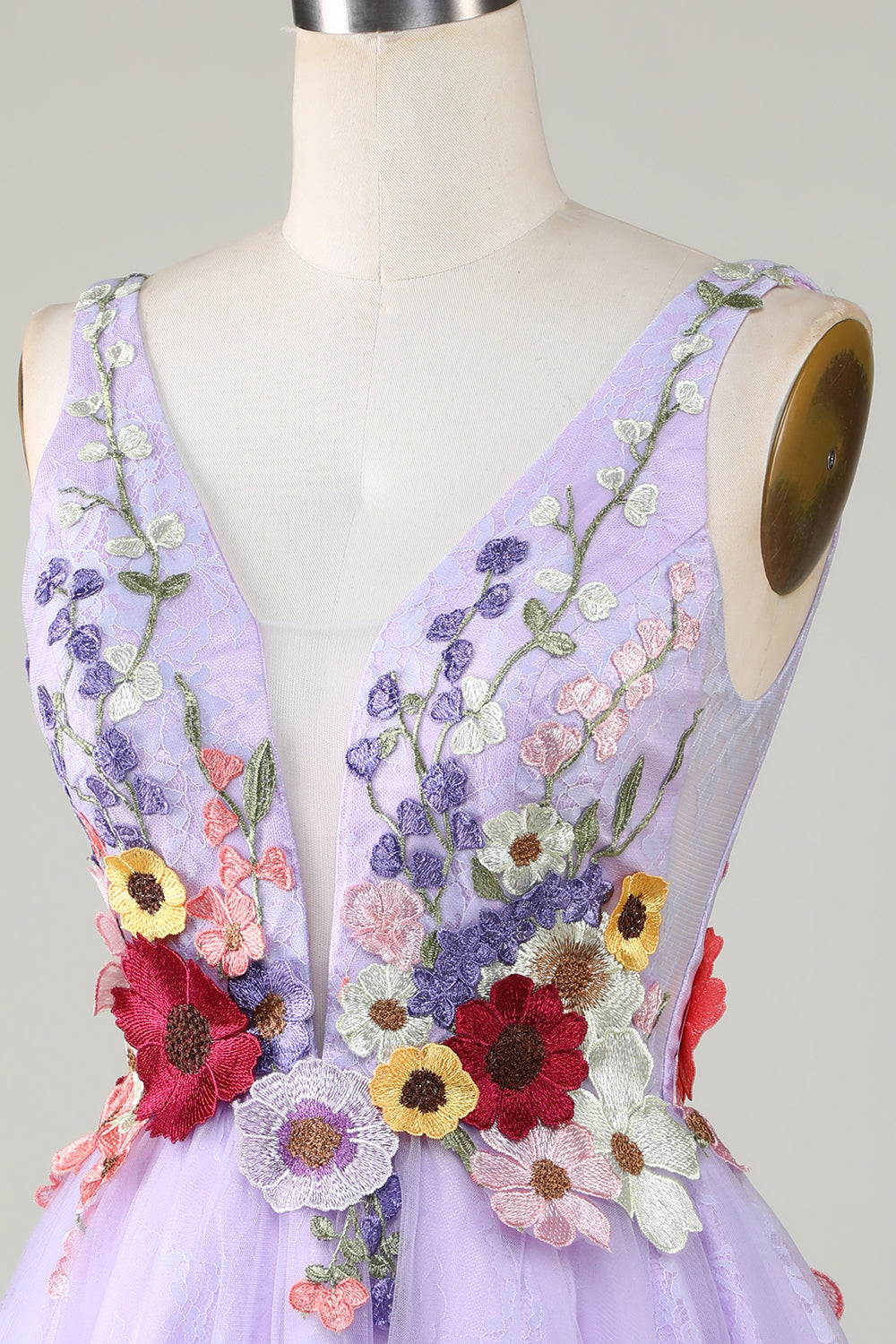 A Line Lavender Cute Homecoming Dress With 3D Floral