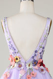 A Line Lavender Cute Homecoming Dress With 3D Floral