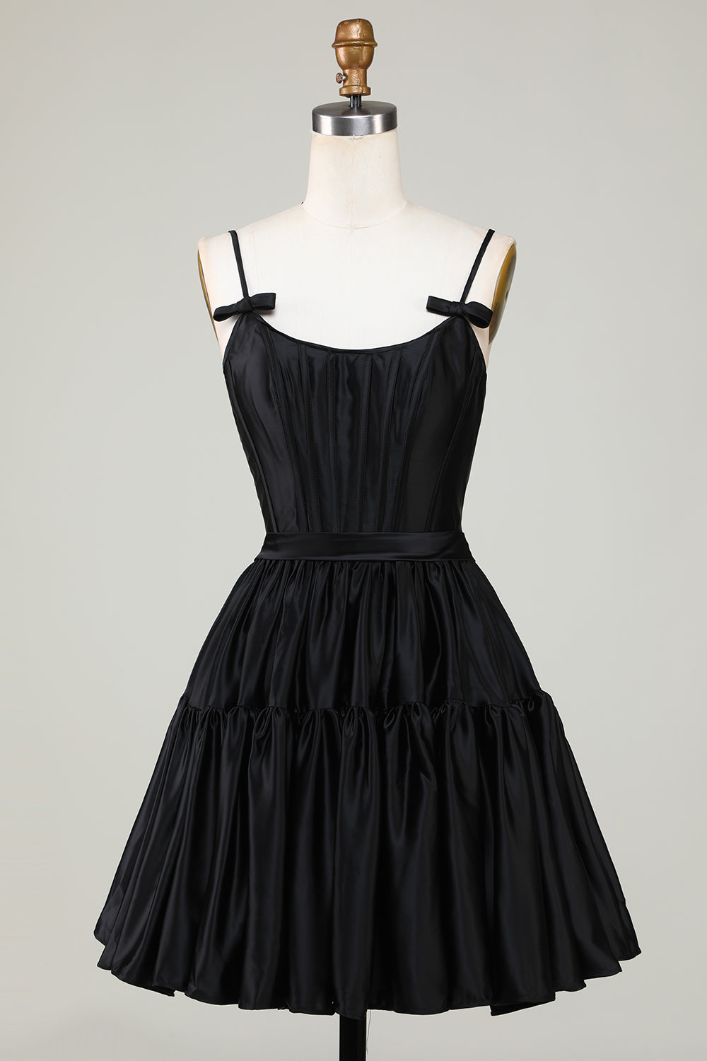 Black Trendy A-Line Spaghetti Straps Short Homecoming Dress