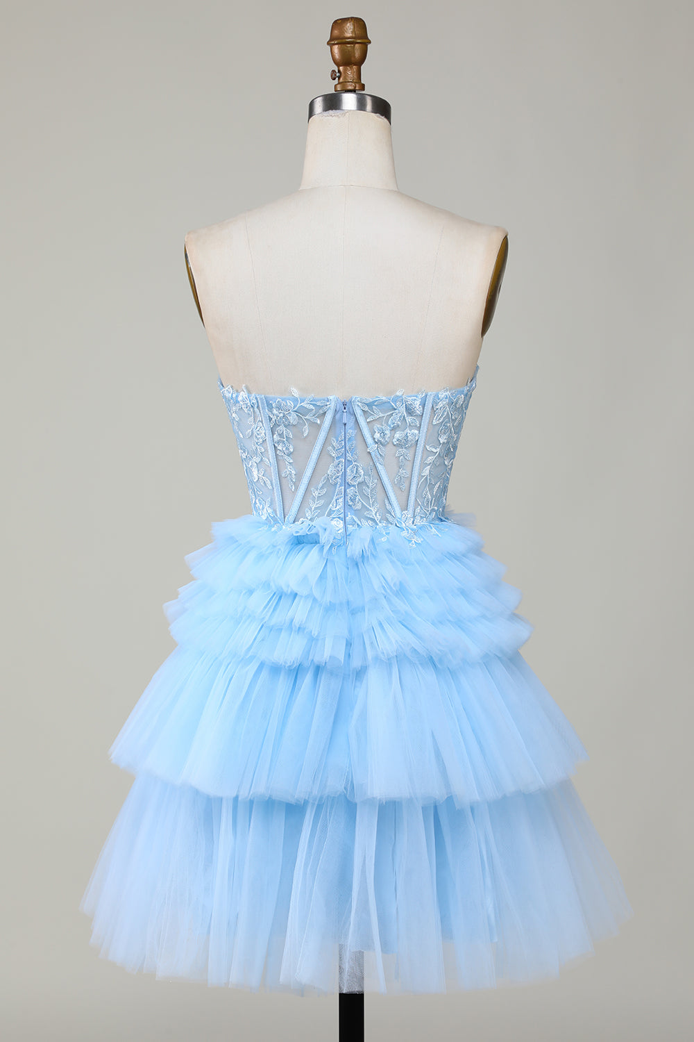 Blue Corset Cute Tiered Homecoming Dress with Ruffles