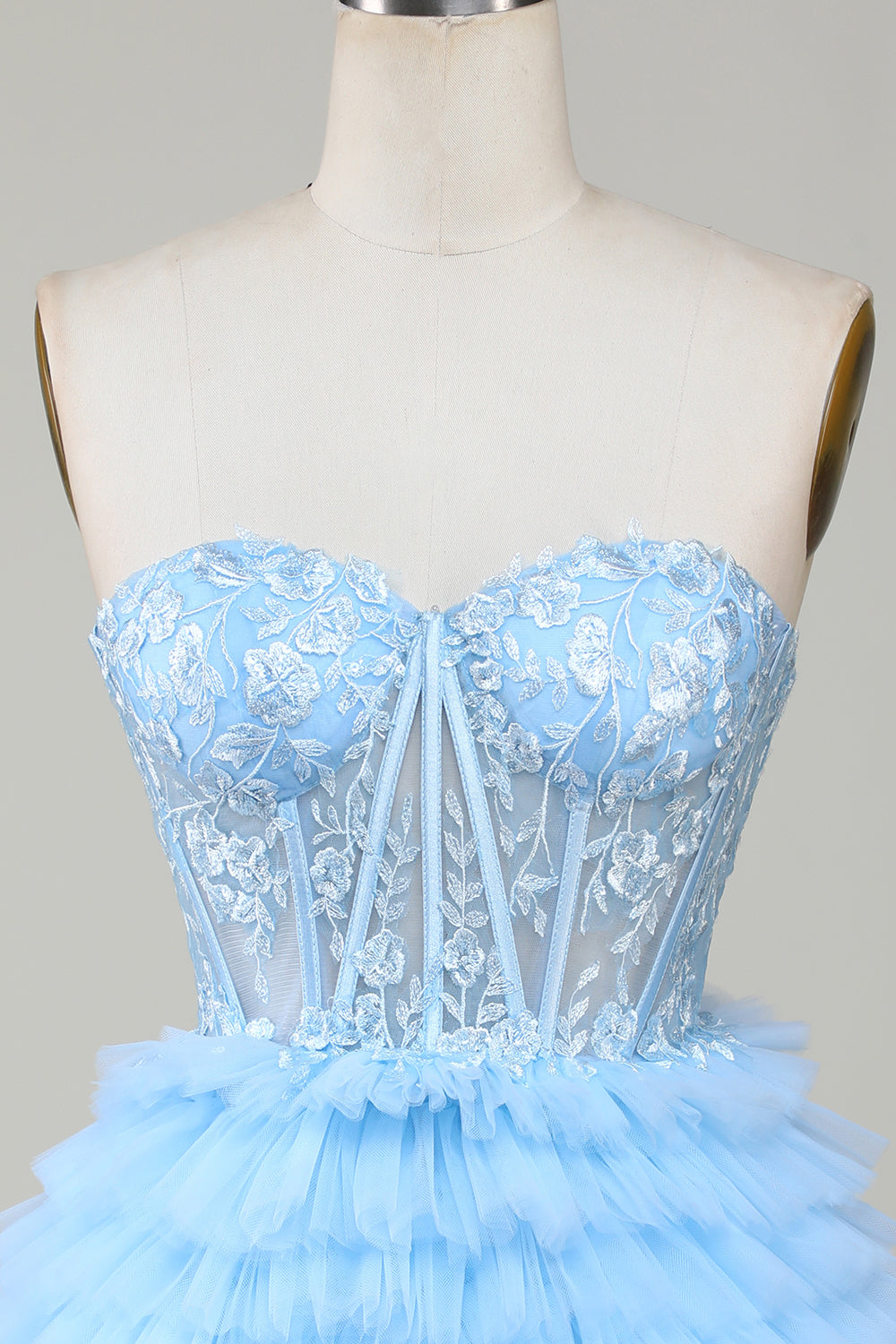 Blue Corset Cute Tiered Homecoming Dress with Ruffles