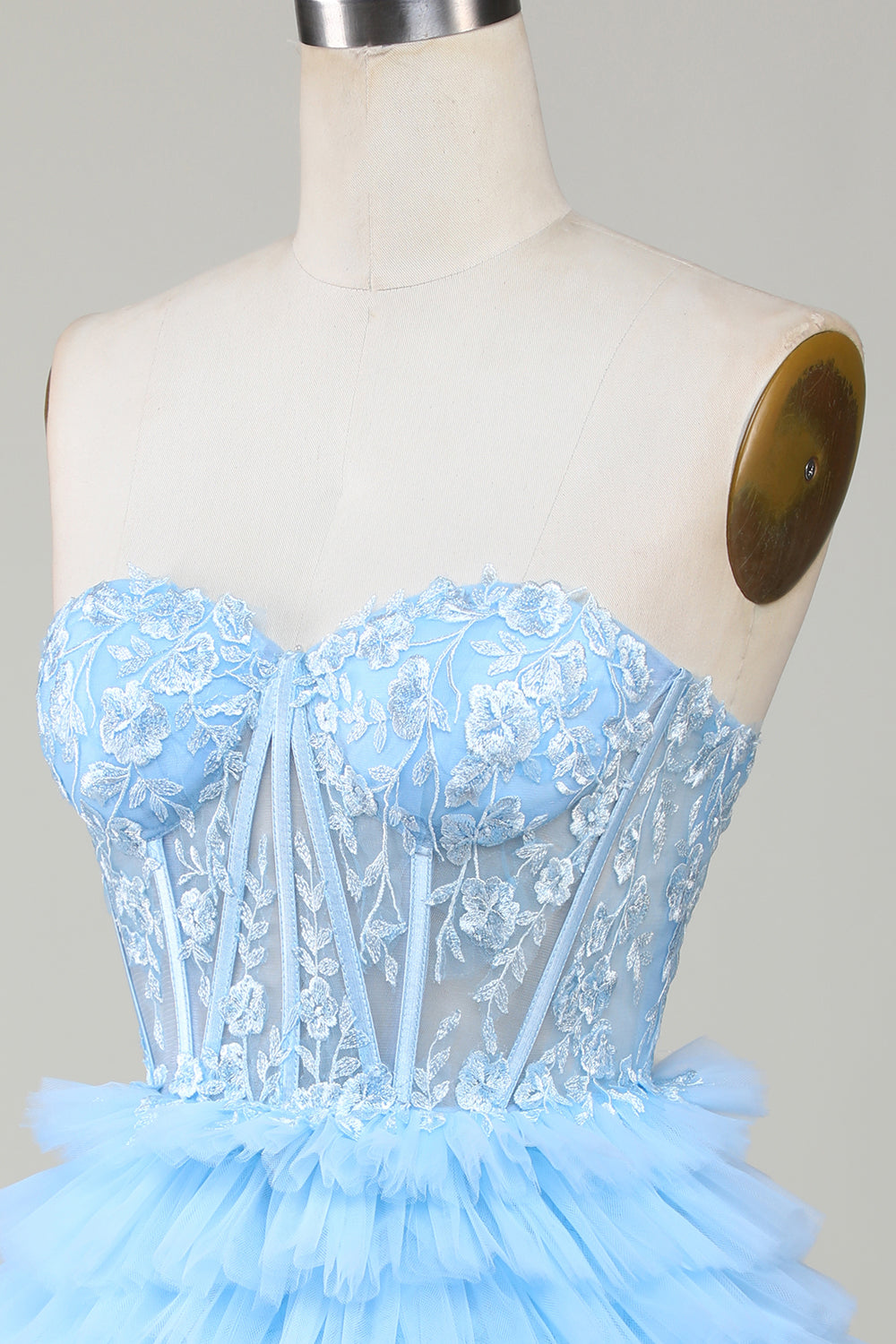 Blue Corset Cute Tiered Homecoming Dress with Ruffles