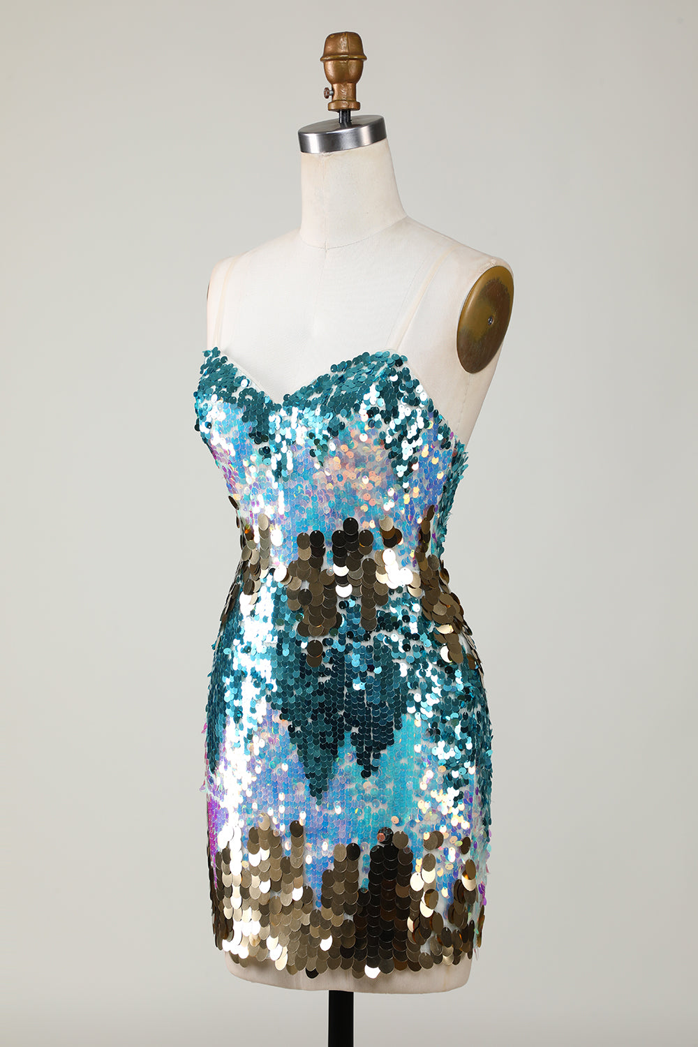 Sequined Blue Sparkly Tight Homecoming Dress