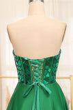 Dark Green A Line Sweetheart Mirror Long Prom Dress